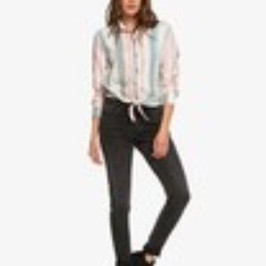 ROXY SUBURB VIBES MULTICOLOR STRIPED BUTTON DOWN SHIRT  NWT